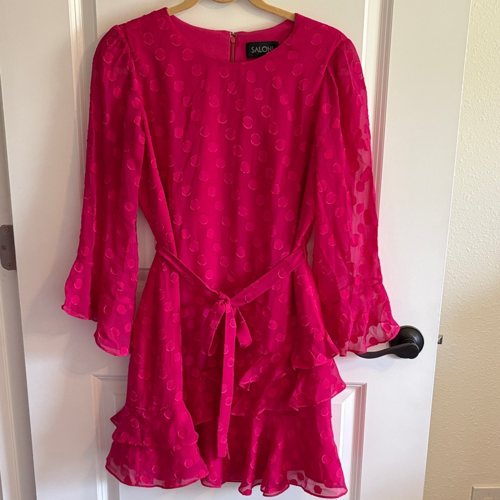 SALONI Vibrant Pink Textured Mini Dress